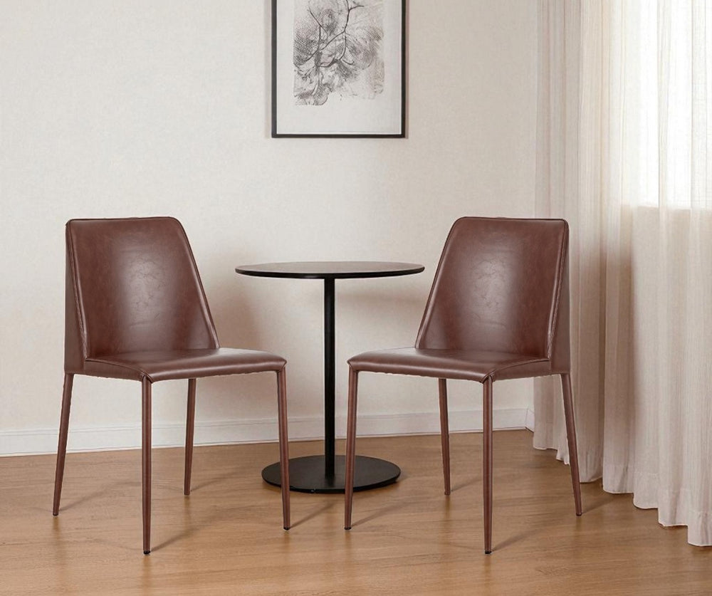HomeRoots Set of Two Maroon Upholstered Faux Leather Dining Chairs – Stylish Comfort for Any Space! 527922