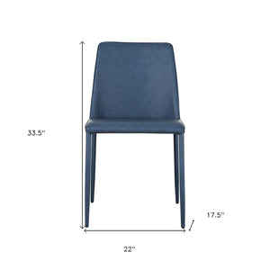 HomeRoots Set of Two Stylish Blue Faux Leather & Iron Dining Chairs - Modern Design for Any Space! 527923