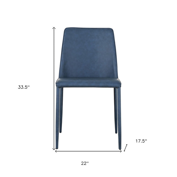 HomeRoots Set of Two Stylish Blue Faux Leather & Iron Dining Chairs - Modern Design for Any Space! 527923