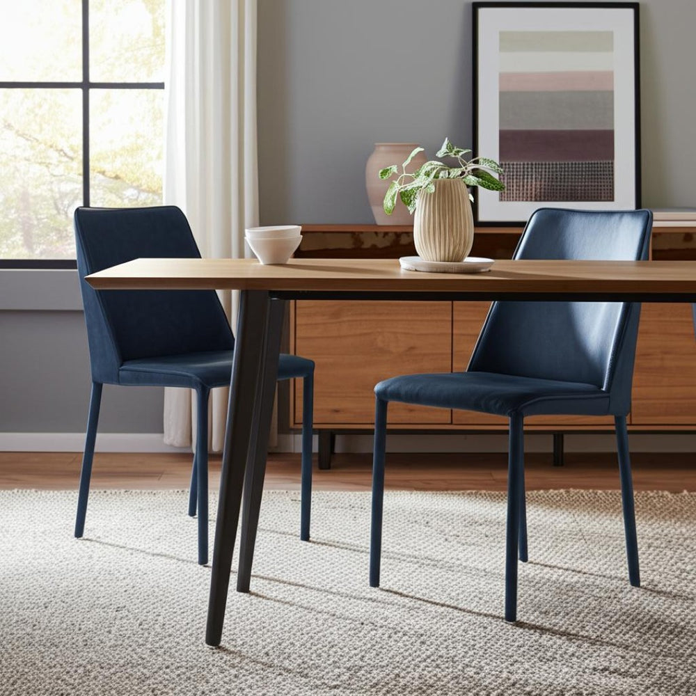 HomeRoots Set of Two Stylish Blue Faux Leather & Iron Dining Chairs - Modern Design for Any Space! 527923