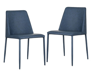 HomeRoots Set of Two Stylish Blue Faux Leather & Iron Dining Chairs - Modern Design for Any Space! 527923