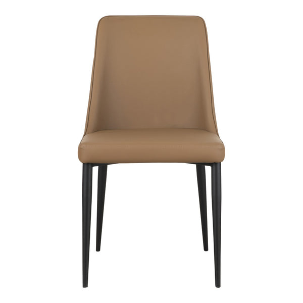 HomeRoots Set of Two Tan and Black Faux Leather Dining Chairs – Stylish, Comfortable, and Versatile Seating! 527924