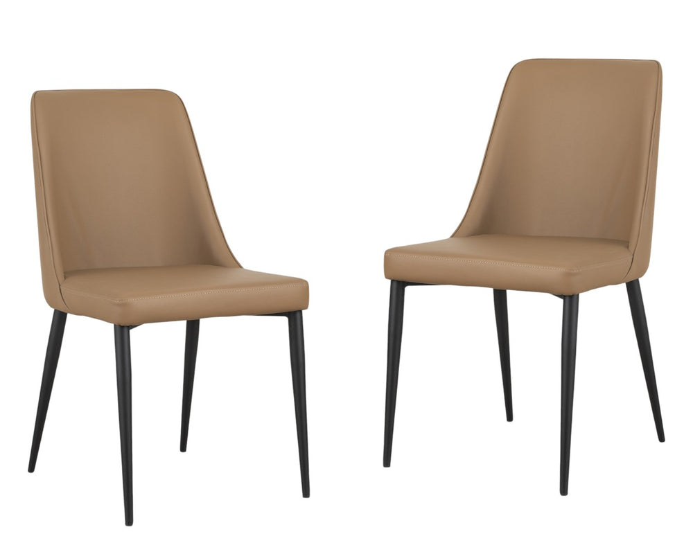 HomeRoots Set of Two Tan and Black Faux Leather Dining Chairs – Stylish, Comfortable, and Versatile Seating! 527924