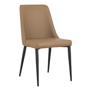 HomeRoots Set of Two Tan and Black Faux Leather Dining Chairs – Stylish, Comfortable, and Versatile Seating! 527924