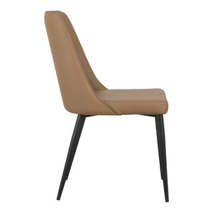 HomeRoots Set of Two Tan and Black Faux Leather Dining Chairs – Stylish, Comfortable, and Versatile Seating! 527924