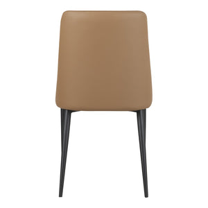 HomeRoots Set of Two Tan and Black Faux Leather Dining Chairs – Stylish, Comfortable, and Versatile Seating! 527924