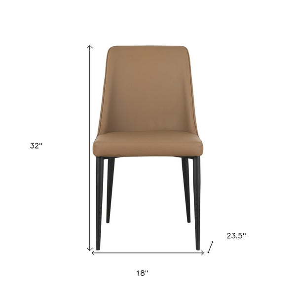 HomeRoots Set of Two Tan and Black Faux Leather Dining Chairs – Stylish, Comfortable, and Versatile Seating! 527924