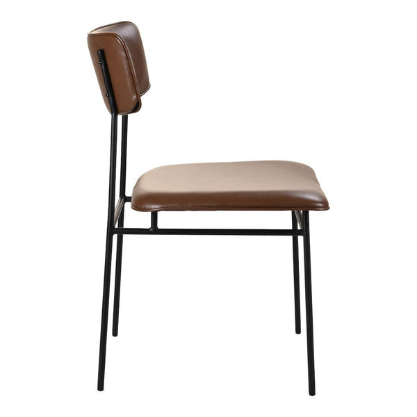 HomeRoots Set of Two Modern Dark Brown Leather Dining Chairs with Open Back Design for Stylish Spaces 527926