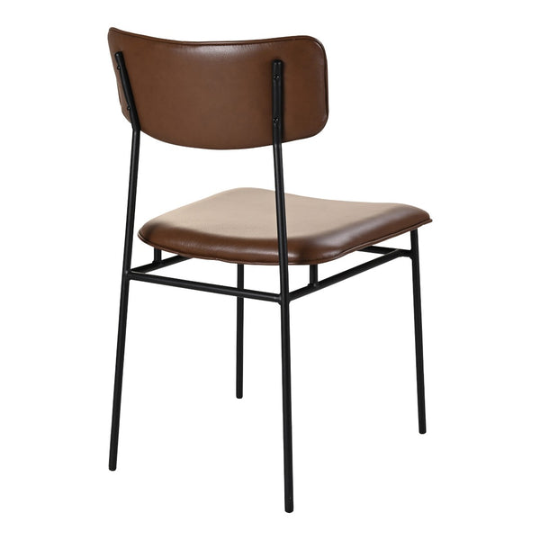 HomeRoots Set of Two Modern Dark Brown Leather Dining Chairs with Open Back Design for Stylish Spaces 527926
