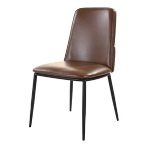 HomeRoots Set of Two Elegant Brown and Black Upholstered Leather Dining Chairs for Versatile Home Décor 527927
