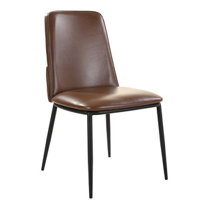 HomeRoots Set of Two Elegant Brown and Black Upholstered Leather Dining Chairs for Versatile Home Décor 527927