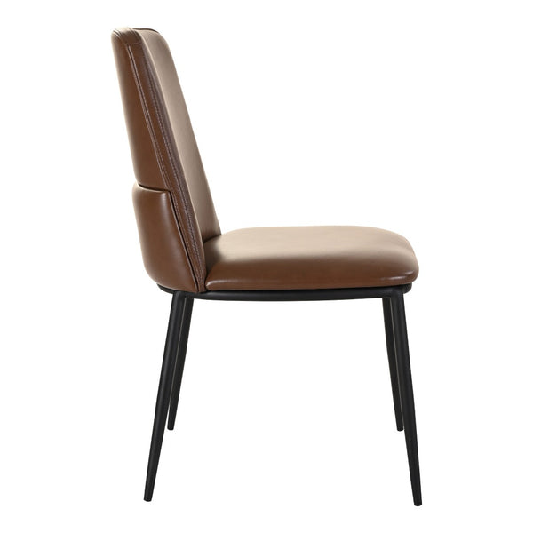 HomeRoots Set of Two Elegant Brown and Black Upholstered Leather Dining Chairs for Versatile Home Décor 527927