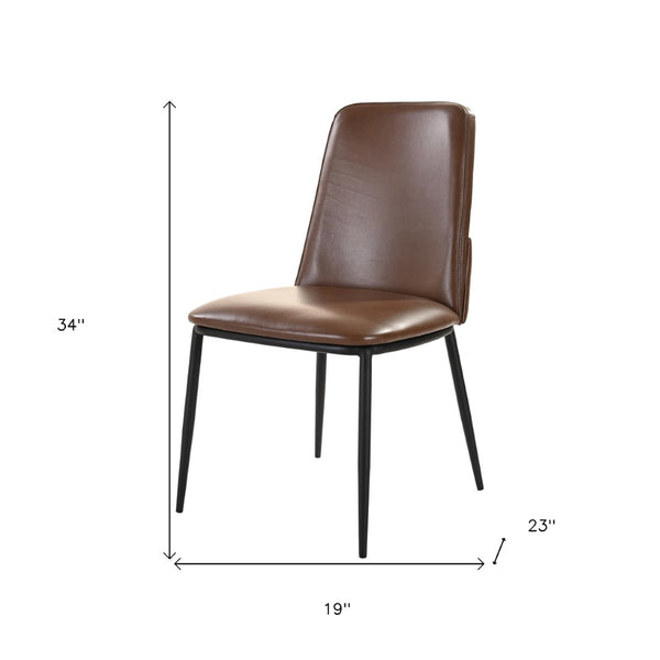 HomeRoots Set of Two Elegant Brown and Black Upholstered Leather Dining Chairs for Versatile Home Décor 527927