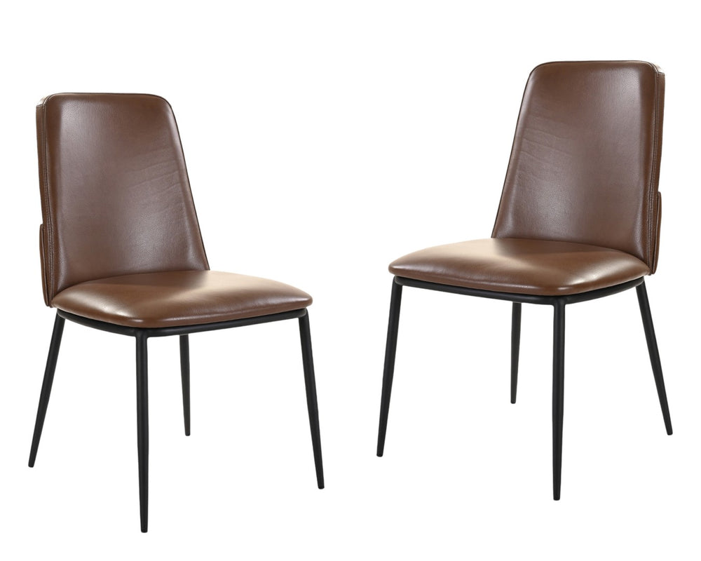 HomeRoots Set of Two Elegant Brown and Black Upholstered Leather Dining Chairs for Versatile Home Décor 527927