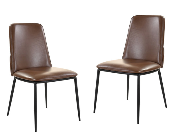 HomeRoots Set of Two Elegant Brown and Black Upholstered Leather Dining Chairs for Versatile Home Décor 527927