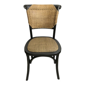 HomeRoots Set of Two Stylish Beige and Black Solid Wood Side Chairs with Open Back for Modern Dining Spaces 527928