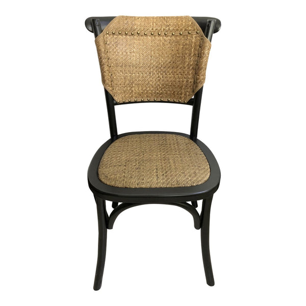 HomeRoots Set of Two Stylish Beige and Black Solid Wood Side Chairs with Open Back for Modern Dining Spaces 527928