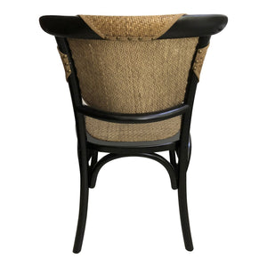 HomeRoots Set of Two Stylish Beige and Black Solid Wood Side Chairs with Open Back for Modern Dining Spaces 527928