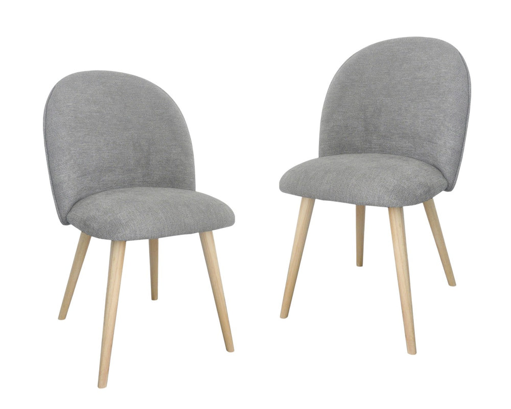 HomeRoots Set of Two Gray Upholstered Side Chairs with Natural Legs – Stylish Accent Seating for Any Room 527930