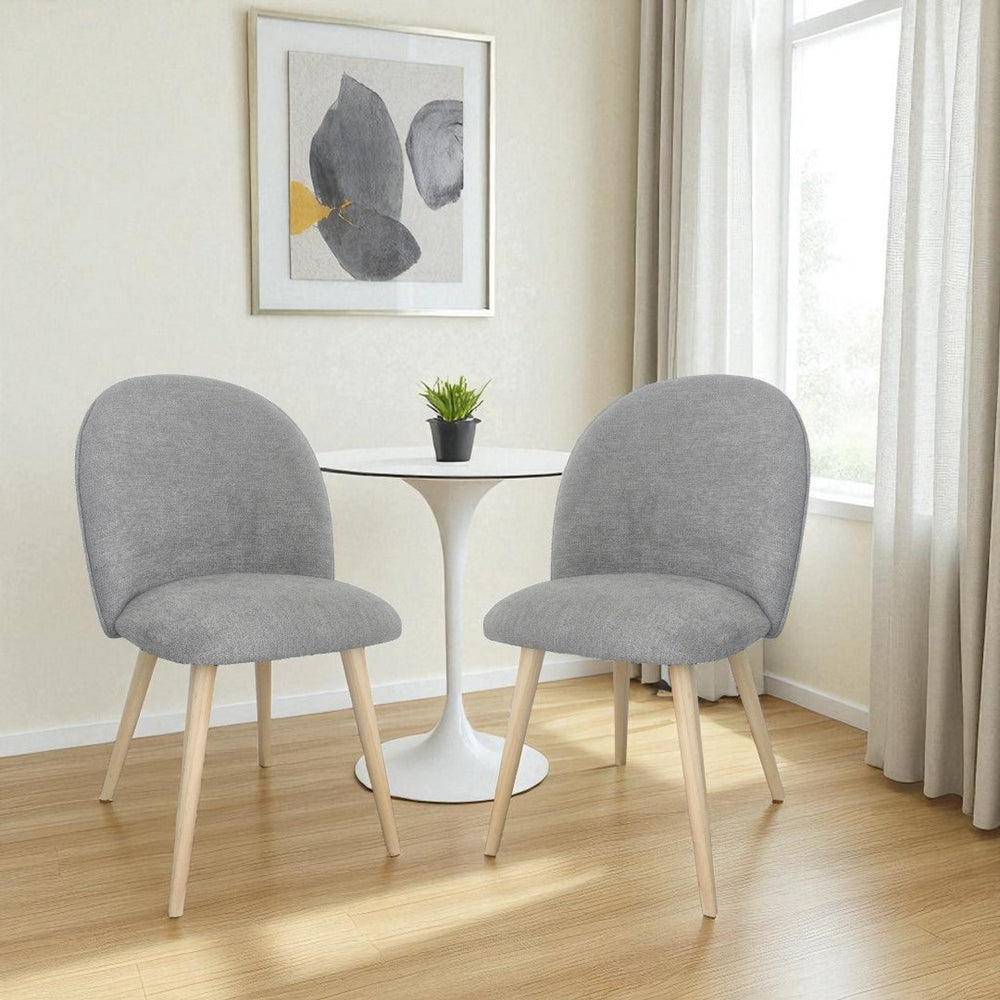 HomeRoots Set of Two Gray Upholstered Side Chairs with Natural Legs – Stylish Accent Seating for Any Room 527930