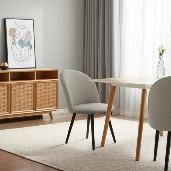 HomeRoots Set of Two Light Gray Upholstered Dining Side Chairs with Solid Wood Frame for Modern Spaces 527931