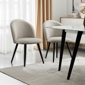 HomeRoots Set of Two Light Gray Upholstered Dining Side Chairs with Solid Wood Frame for Modern Spaces 527931