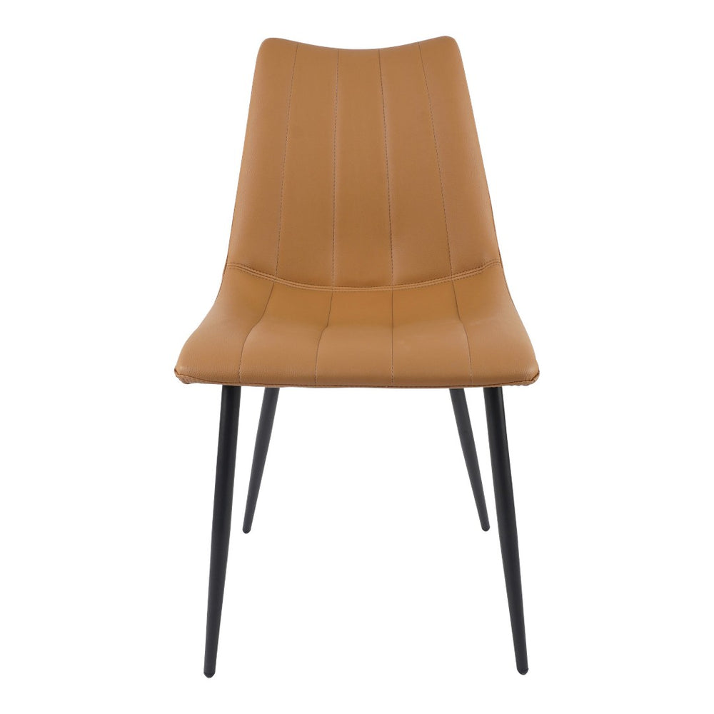 HomeRoots Set of Two Tan Upholstered Faux Leather Dining Chairs for Stylish, Comfortable Living Spaces 527934