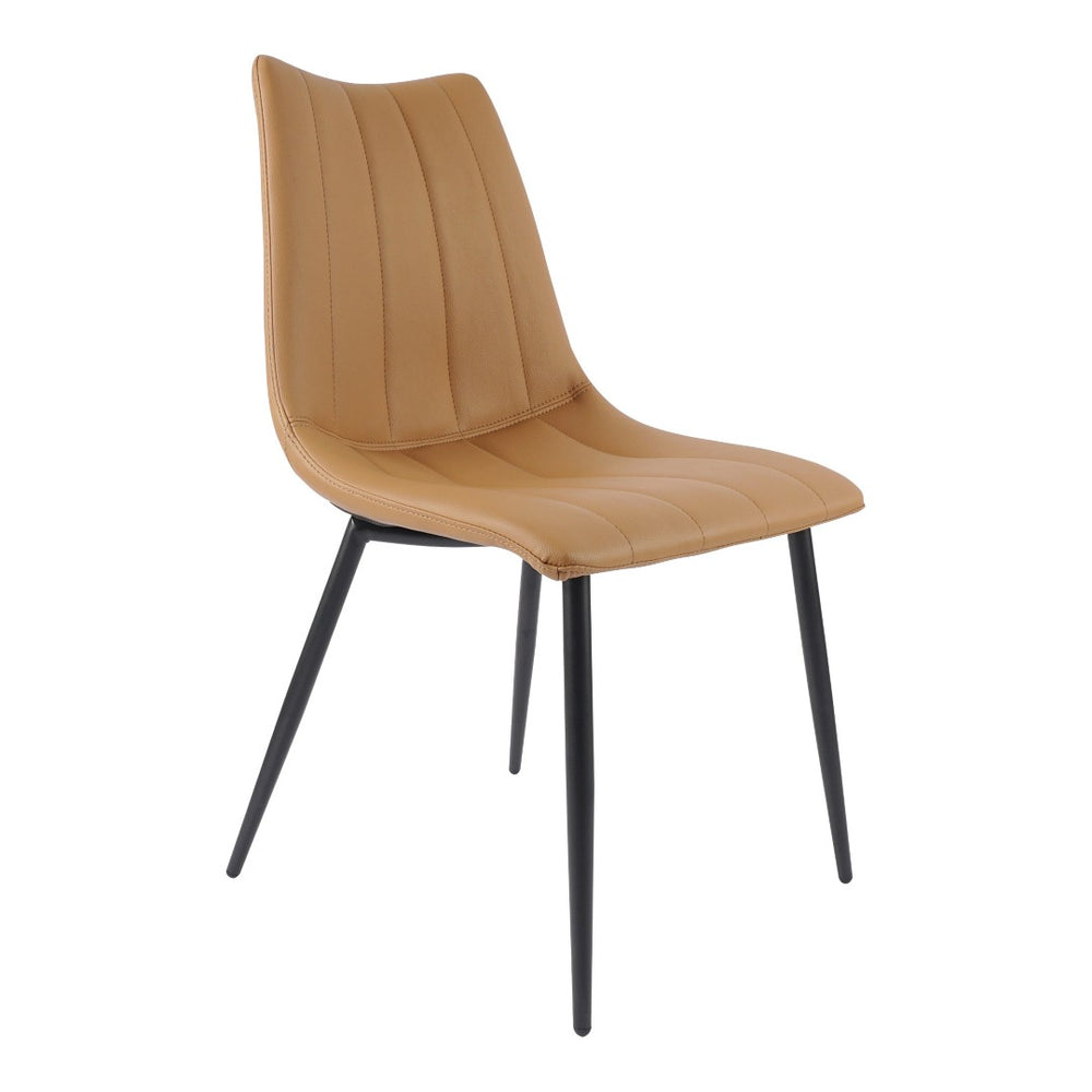 HomeRoots Set of Two Tan Upholstered Faux Leather Dining Chairs for Stylish, Comfortable Living Spaces 527934