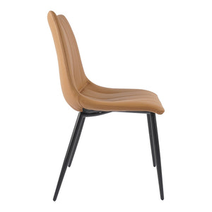 HomeRoots Set of Two Tan Upholstered Faux Leather Dining Chairs for Stylish, Comfortable Living Spaces 527934