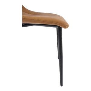 HomeRoots Set of Two Tan Upholstered Faux Leather Dining Chairs for Stylish, Comfortable Living Spaces 527934