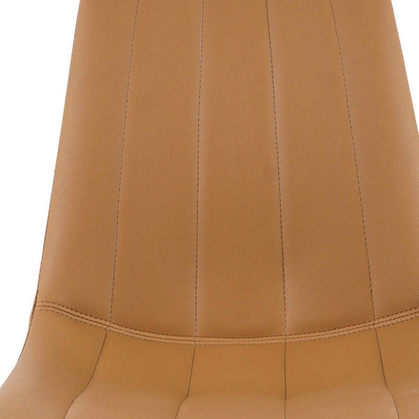 HomeRoots Set of Two Tan Upholstered Faux Leather Dining Chairs for Stylish, Comfortable Living Spaces 527934