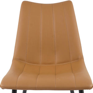 HomeRoots Set of Two Tan Upholstered Faux Leather Dining Chairs for Stylish, Comfortable Living Spaces 527934