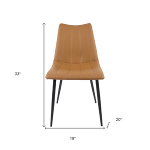 HomeRoots Set of Two Tan Upholstered Faux Leather Dining Chairs for Stylish, Comfortable Living Spaces 527934