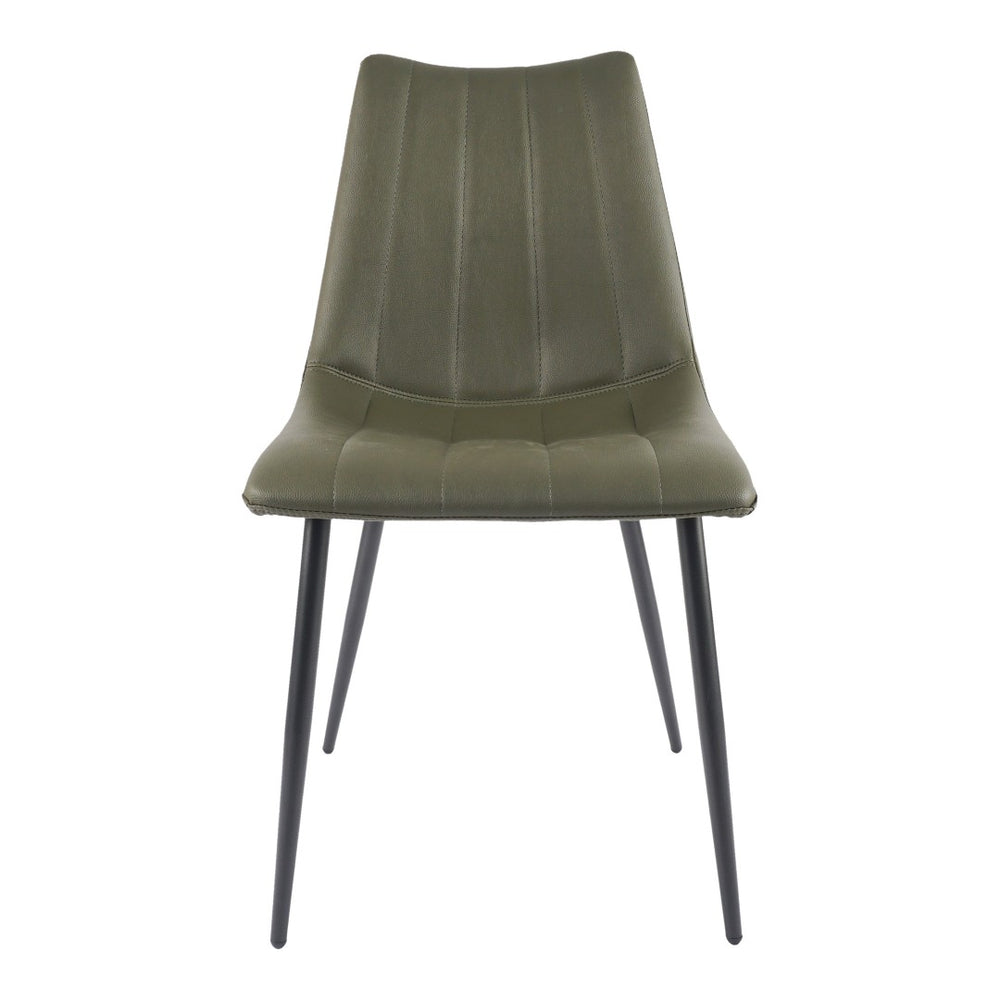 HomeRoots Set of Two Dark Green Faux Leather Dining Chairs - Modern Armless Design for Versatile Seating 527935