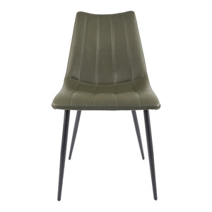 HomeRoots Set of Two Dark Green Faux Leather Dining Chairs - Modern Armless Design for Versatile Seating 527935