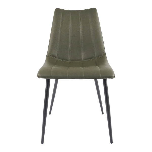 HomeRoots Set of Two Dark Green Faux Leather Dining Chairs - Modern Armless Design for Versatile Seating 527935