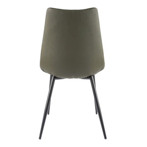 HomeRoots Set of Two Dark Green Faux Leather Dining Chairs - Modern Armless Design for Versatile Seating 527935