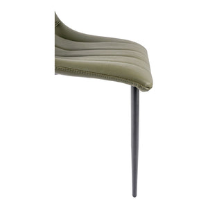 HomeRoots Set of Two Dark Green Faux Leather Dining Chairs - Modern Armless Design for Versatile Seating 527935