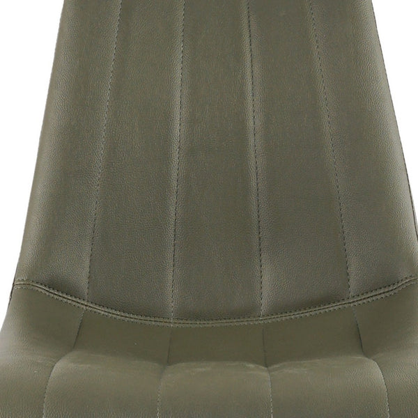 HomeRoots Set of Two Dark Green Faux Leather Dining Chairs - Modern Armless Design for Versatile Seating 527935