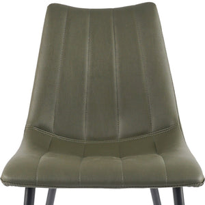 HomeRoots Set of Two Dark Green Faux Leather Dining Chairs - Modern Armless Design for Versatile Seating 527935