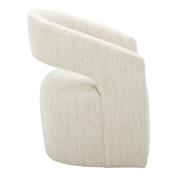 HomeRoots White Upholstered Open Back Dining Arm Chair with Swivel Base - Stylish Comfort for Any Space 527936