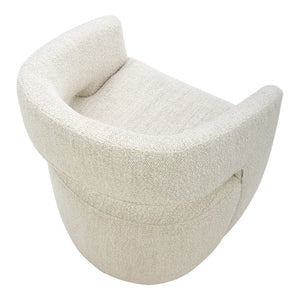 HomeRoots White Upholstered Open Back Dining Arm Chair with Swivel Base - Stylish Comfort for Any Space 527936