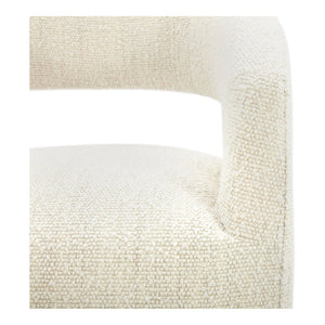 HomeRoots White Upholstered Open Back Dining Arm Chair with Swivel Base - Stylish Comfort for Any Space 527936
