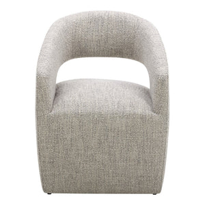 HomeRoots Gray Upholstered Dining Arm Chair with Swivel Base – Modern, Comfortable Seating for Any Room 527937