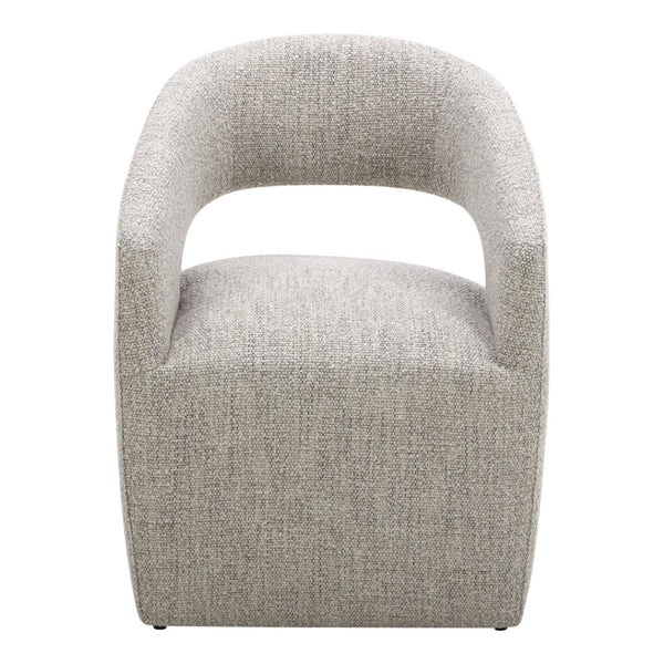 HomeRoots Gray Upholstered Dining Arm Chair with Swivel Base – Modern, Comfortable Seating for Any Room 527937