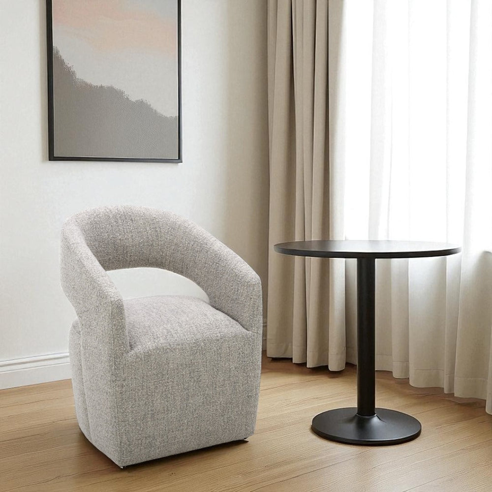 HomeRoots Gray Upholstered Dining Arm Chair with Swivel Base – Modern, Comfortable Seating for Any Room 527937