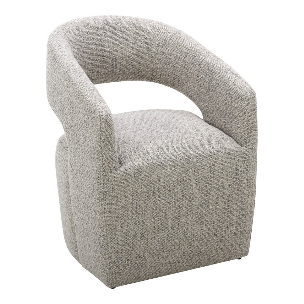 HomeRoots Gray Upholstered Dining Arm Chair with Swivel Base – Modern, Comfortable Seating for Any Room 527937