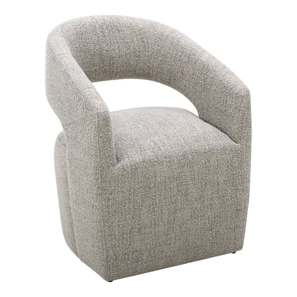 HomeRoots Gray Upholstered Dining Arm Chair with Swivel Base – Modern, Comfortable Seating for Any Room 527937