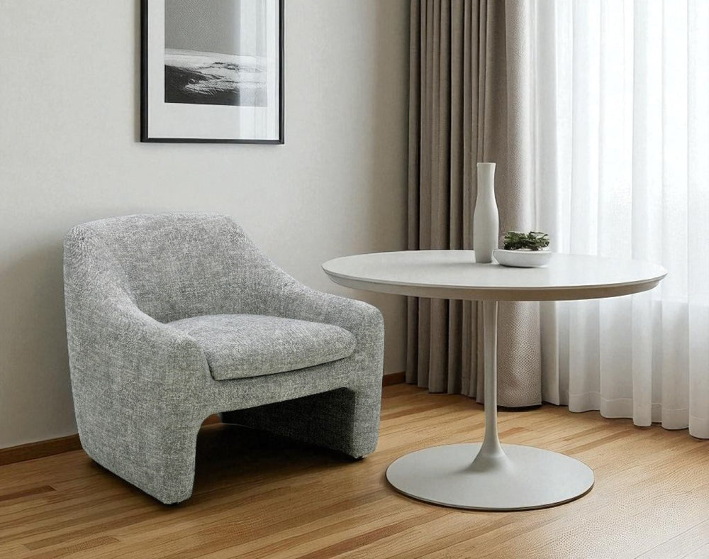 HomeRoots Gray Upholstered Fabric Dining Arm Chair - Stylish Comfort for Dining, Living Room & Office Spaces 527939