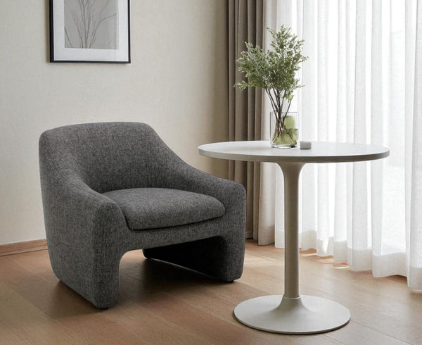 HomeRoots Dark Gray Upholstered Arm Chair – Stylish Comfort for Dining, Living Room, Office & More! 527940